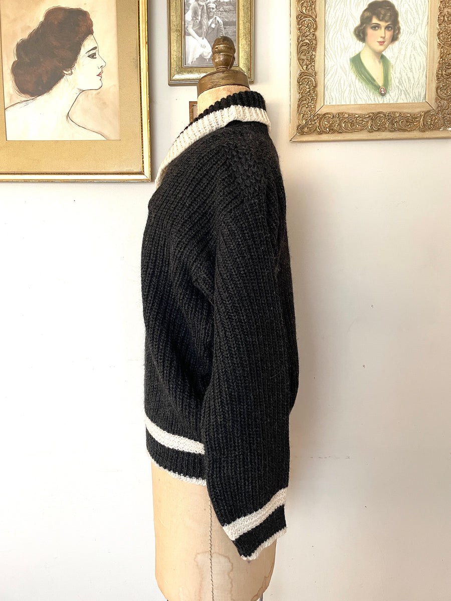 1960's Wool Cowl Neck Pullover Sweater - Size L