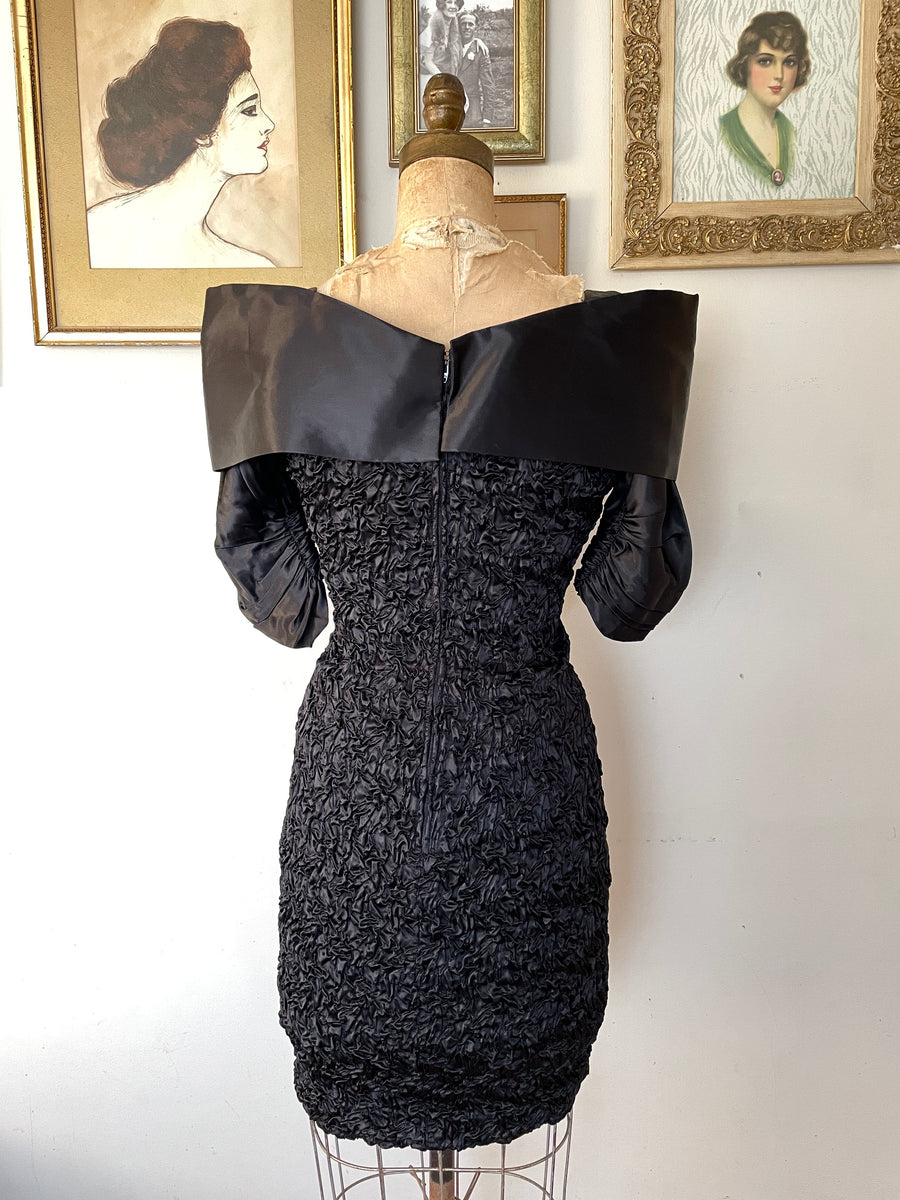 80's Black Stain Holiday Mini Dress - Size S/M