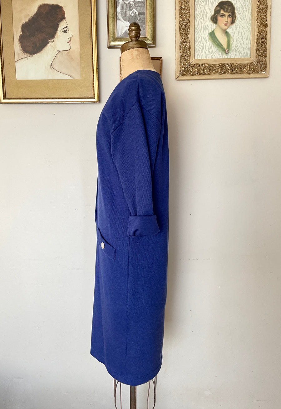 80's Blue Sweater Dress - Size M