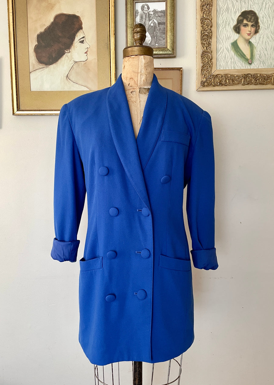 90's Cobalt Blue Double Breasted Blazer - Size L