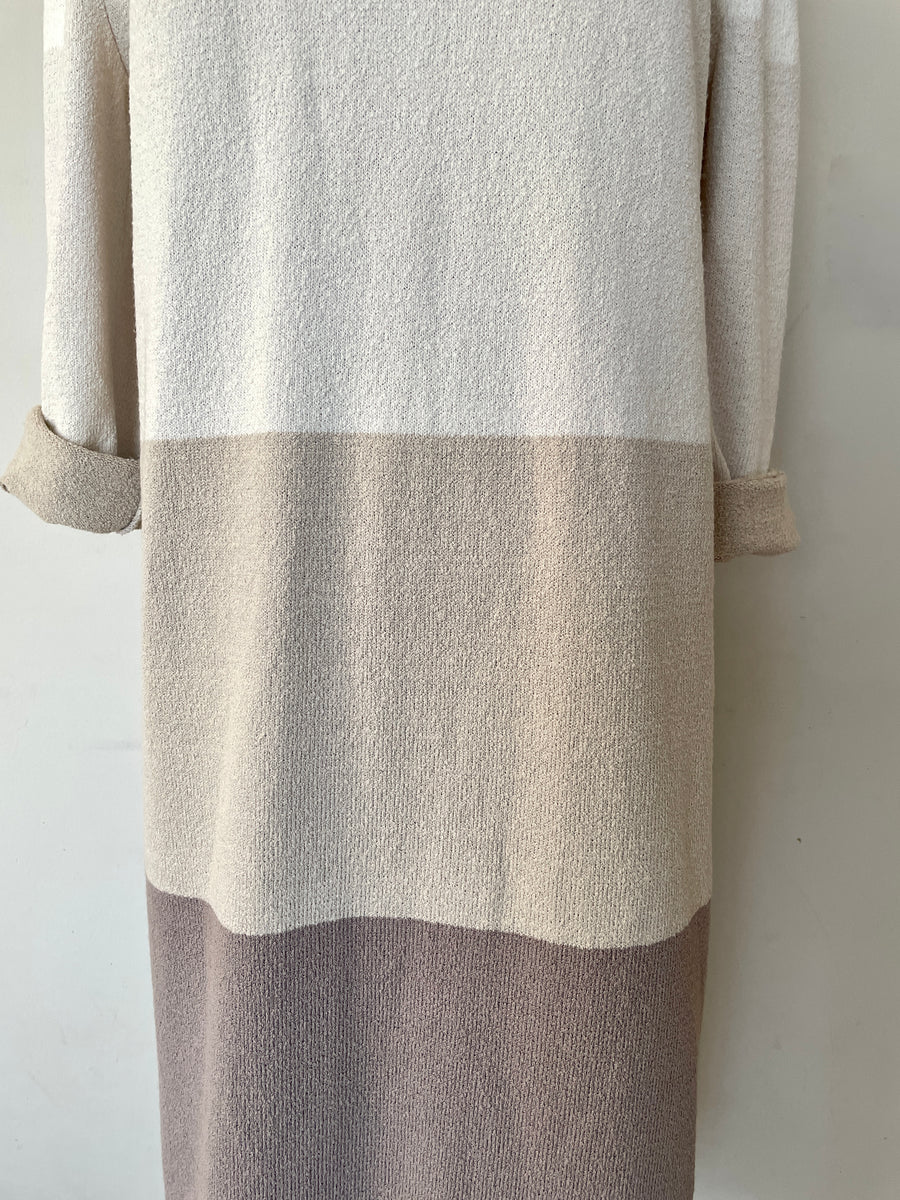 80's Striped Colorblock Sweater Dress - Size L/XL