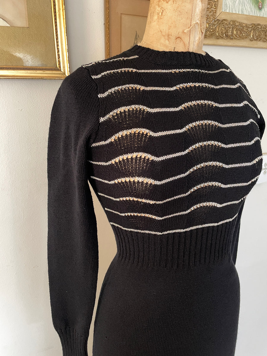 1970's Knit Lurex Striped Maxi Dress - Size S/M