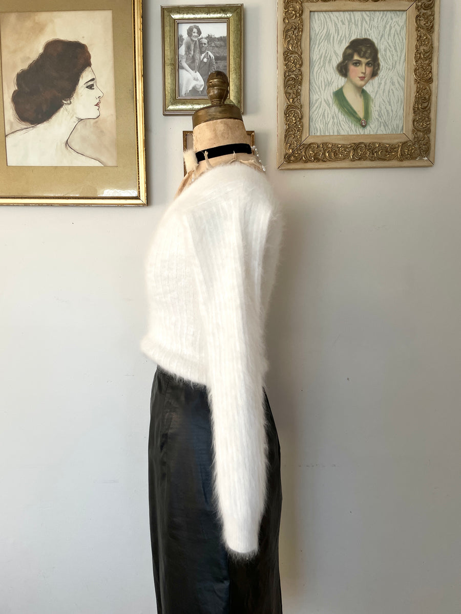 90's White Angora Sweater - Size XS/S