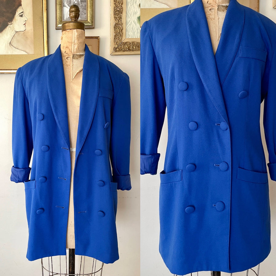 90's Cobalt Blue Double Breasted Blazer - Size L