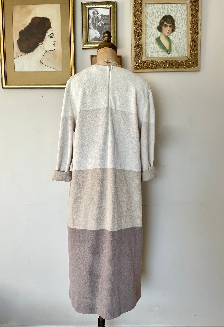 80's Striped Colorblock Sweater Dress - Size L/XL