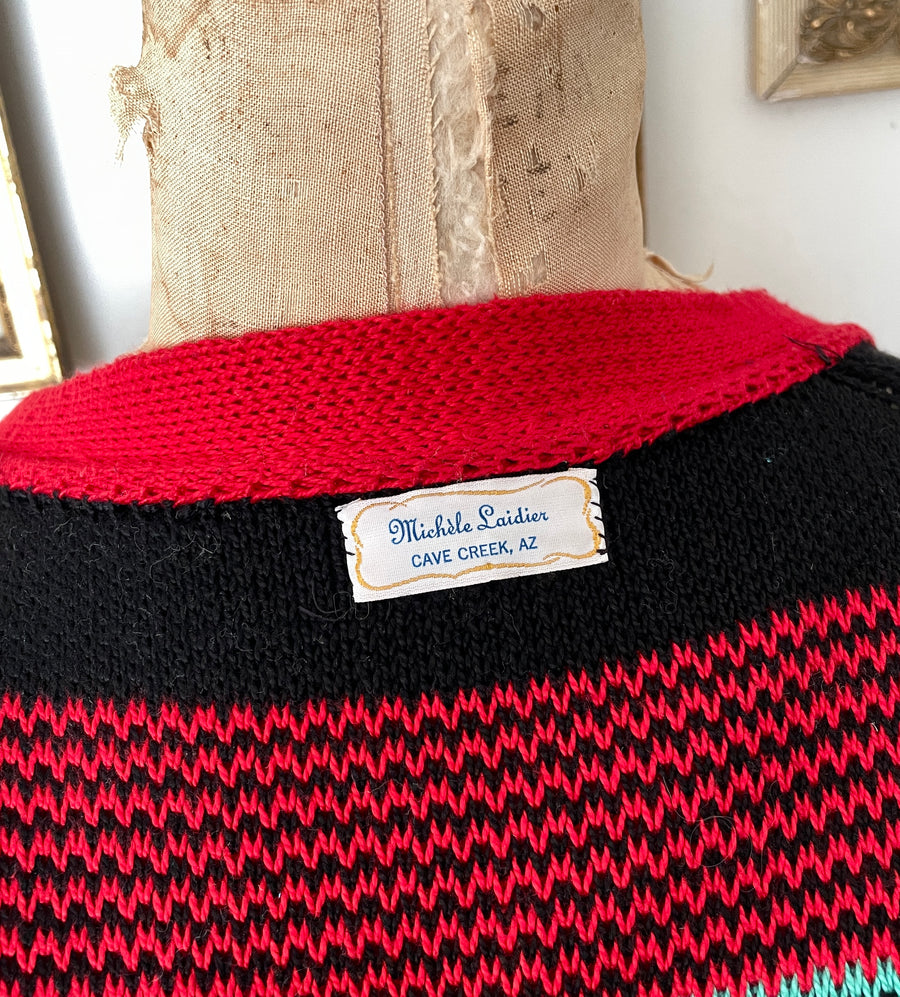 90's Geometric Knit Sweater Duster - Size M/L