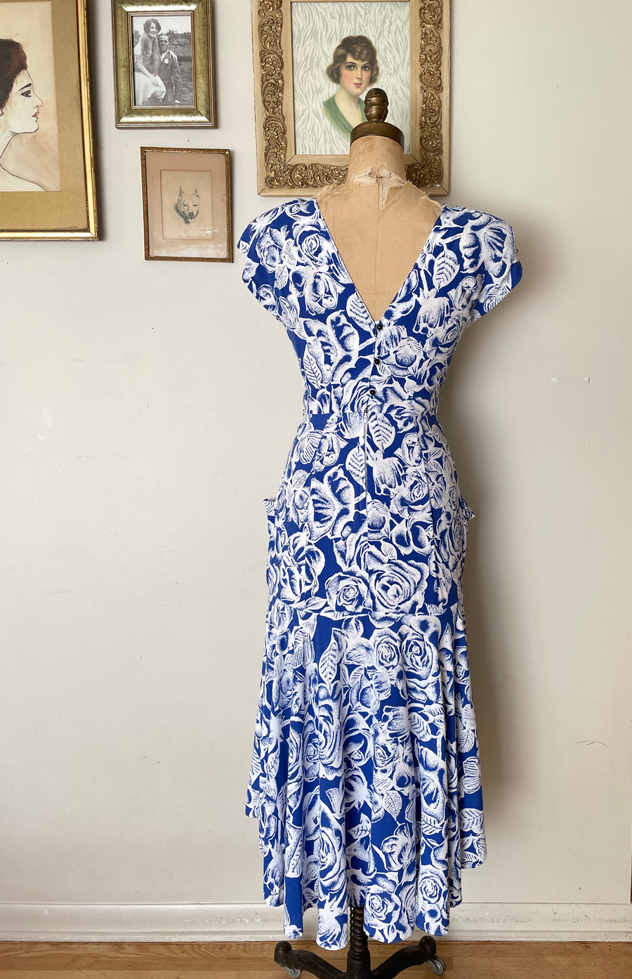 1980's does 40's Rose Dress- Size S