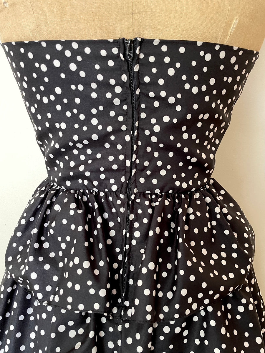 1980's B&W Polka Dot Dress - Size S/M