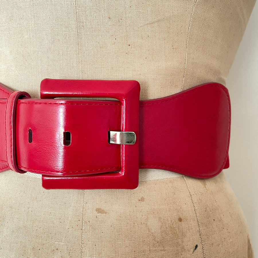 Vintage Red Cinch Belt - Waist 29-36