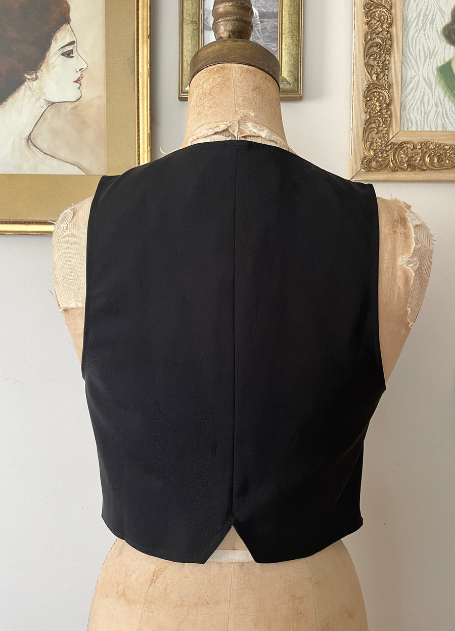 Modern Black Fringe Vest - Size Small
