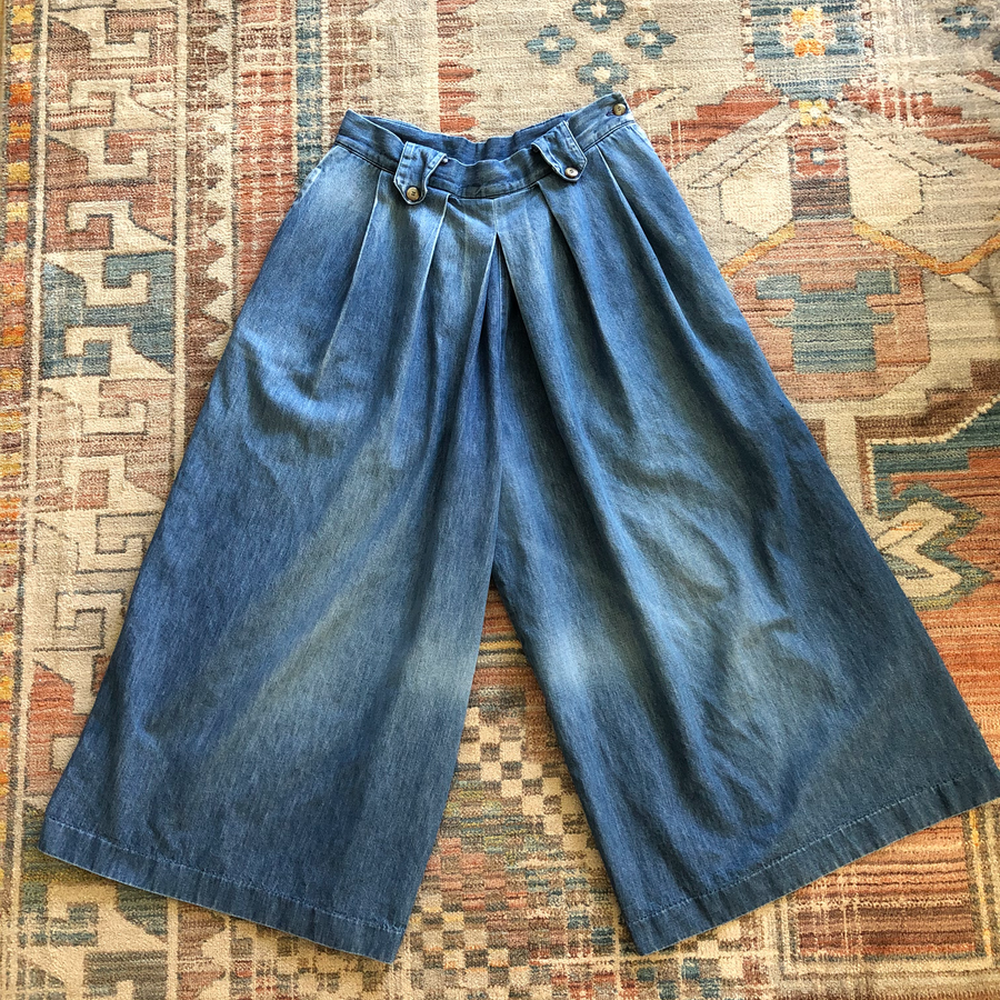1980's Denim Gaucho Pants - Size M/L