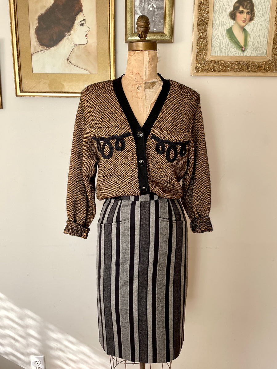 80's Black & Yellow St. John Cardigan Sweater - Size M
