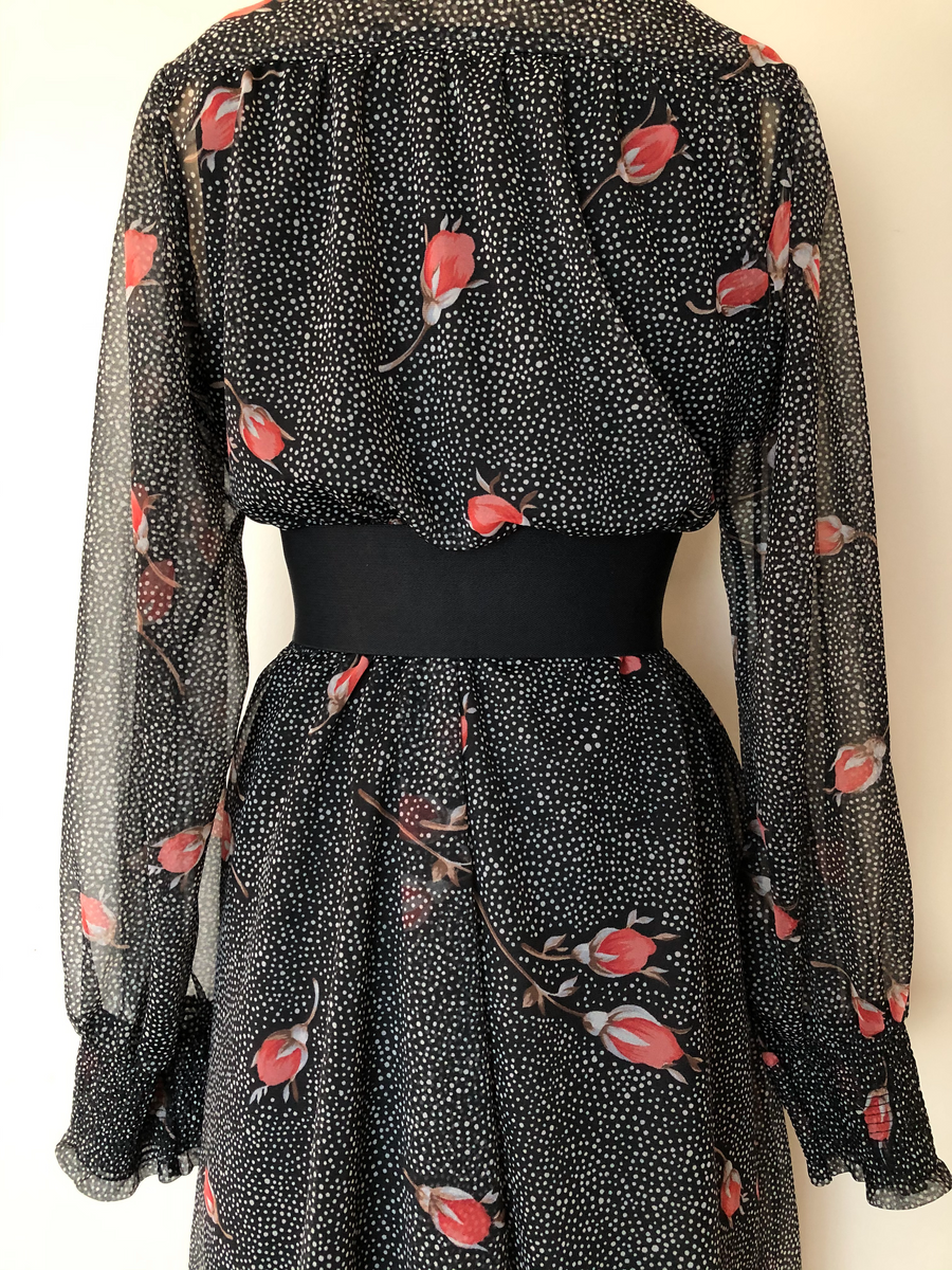 Vintage Rose Bud Print Dress - Size L/XL