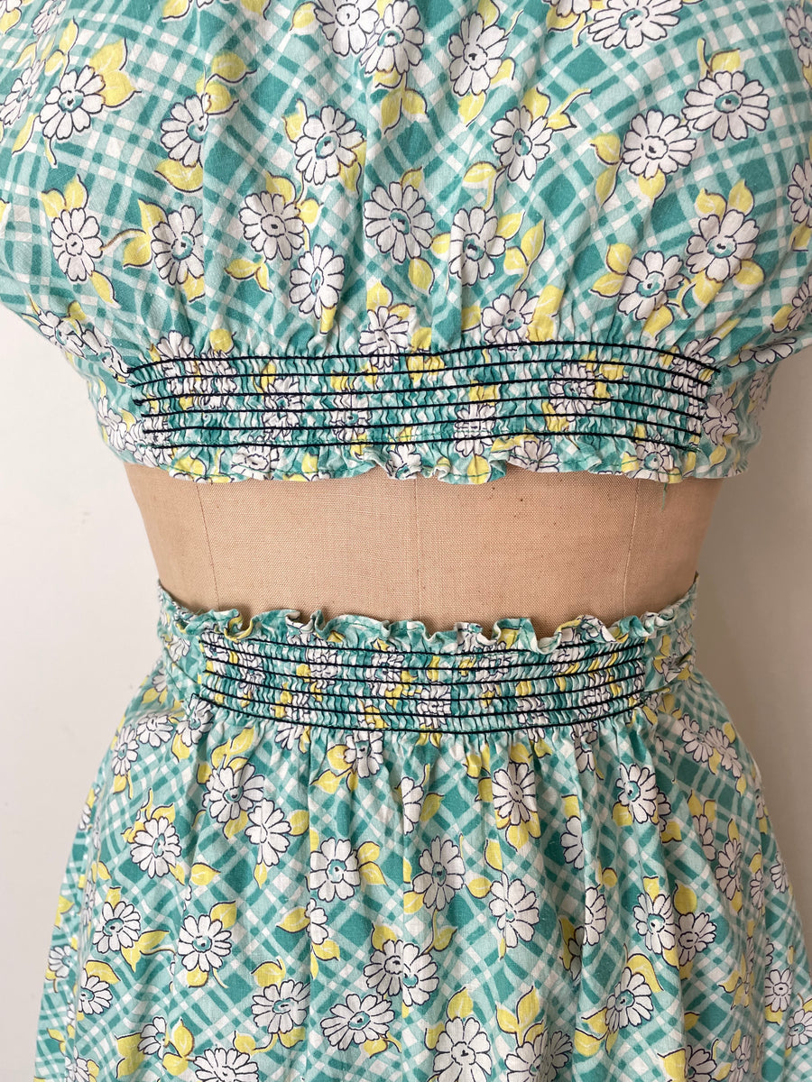 1940's Floral 2 PC. Set - Size Small - Bust 36