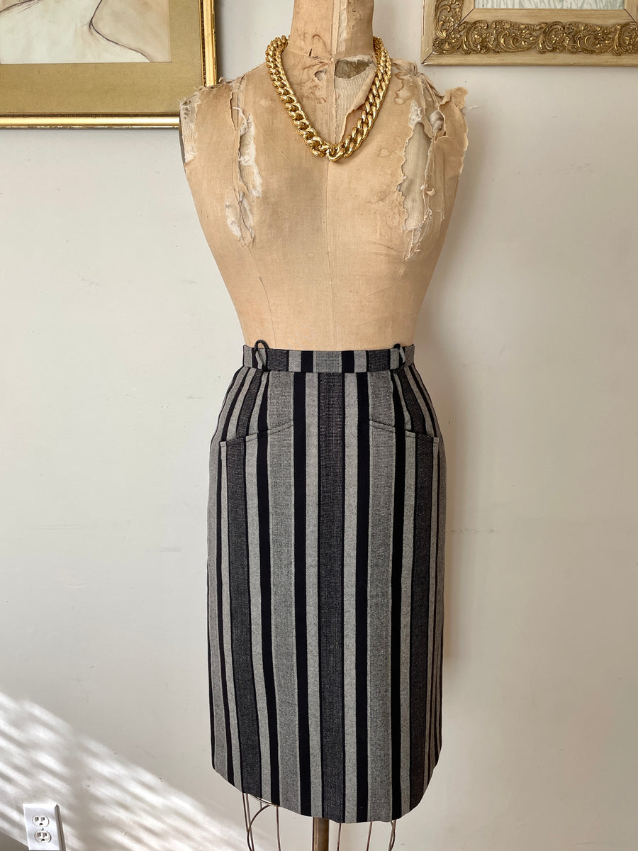 1970's Andre Laug Striped Pencil Skirt - 28