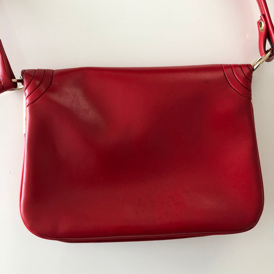 1960's Red Leather Shoulder Purse