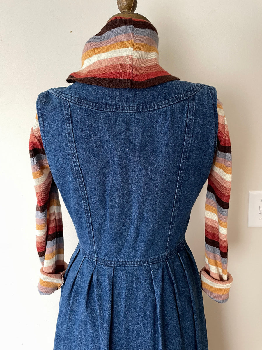 Vintage Denim Jumper Dress - Size S/M