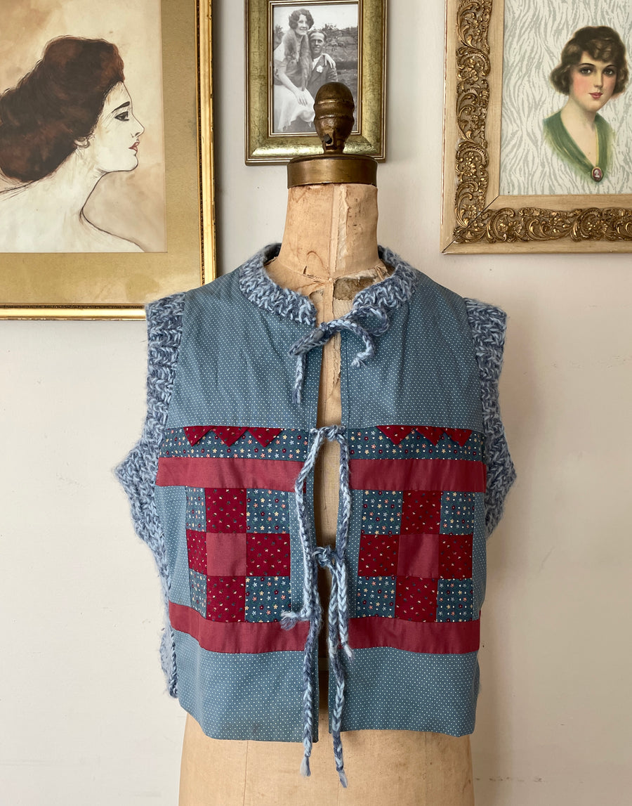 1970's Quilted Knit Vest - Size M