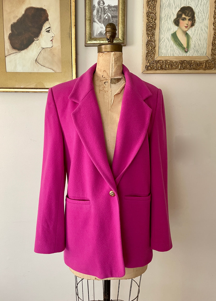Vibrant Pink Wool Cashmere Blazer - M/L/XL