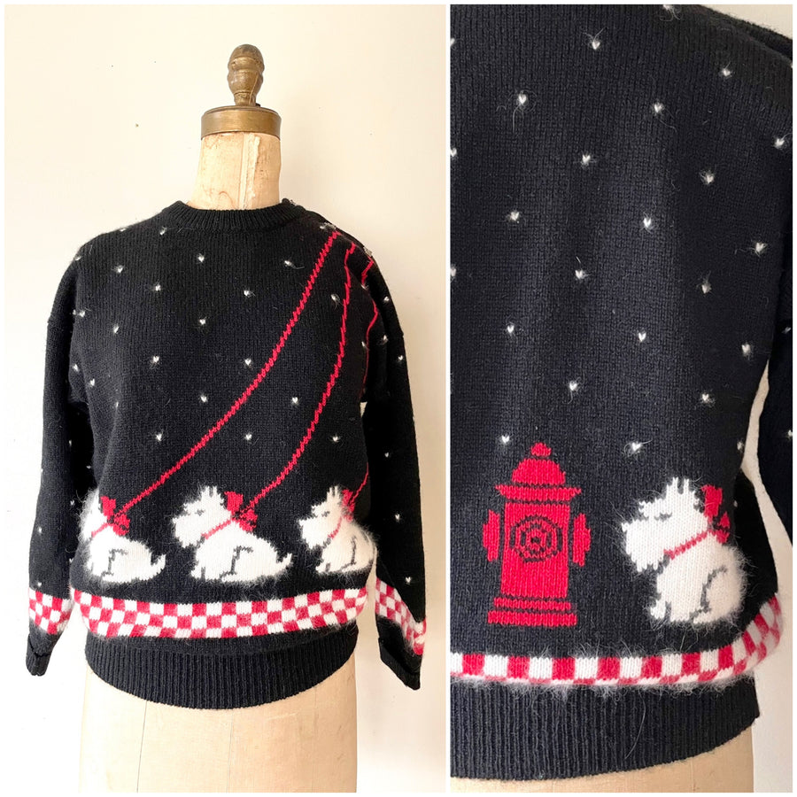 Holiday Scottie Dog Sweater - Size M