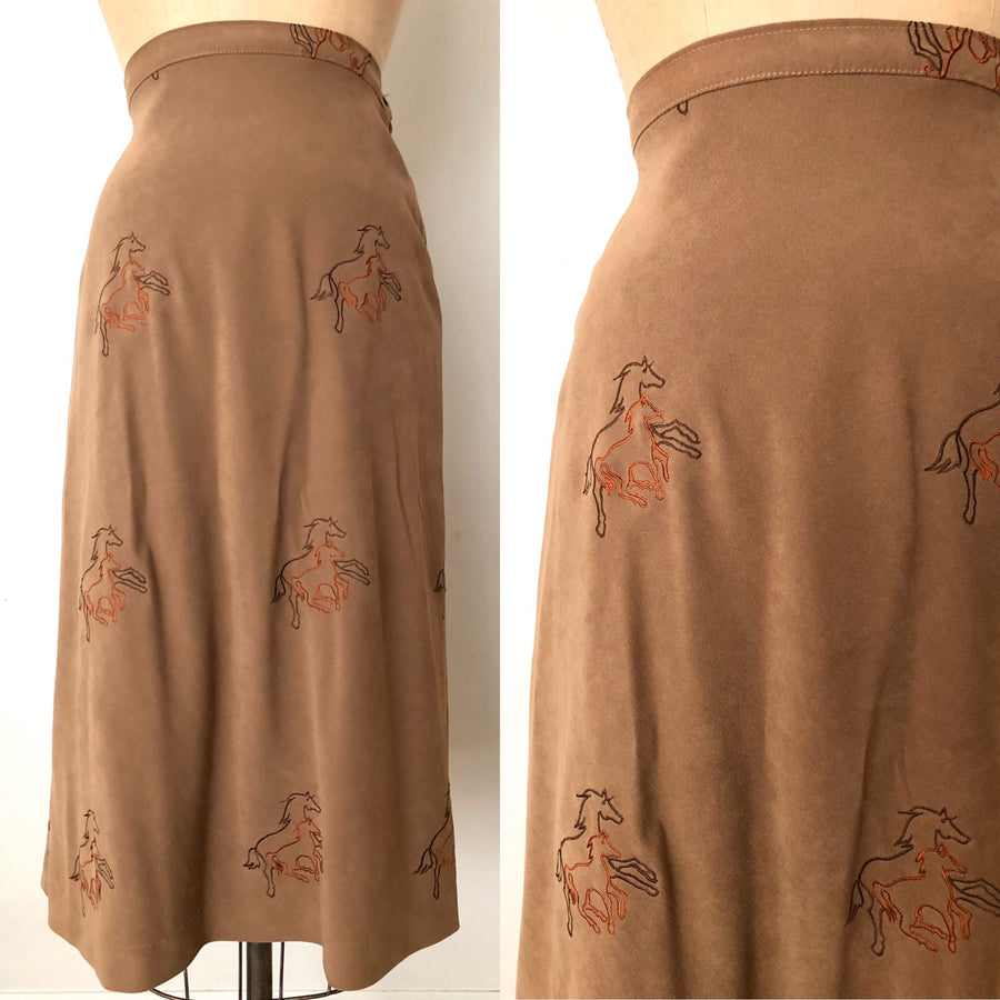 Vintage Embroidered Horse Skirt - 29/30