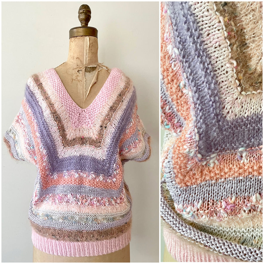 Striped Fuzzy Knit Sweater - Size M