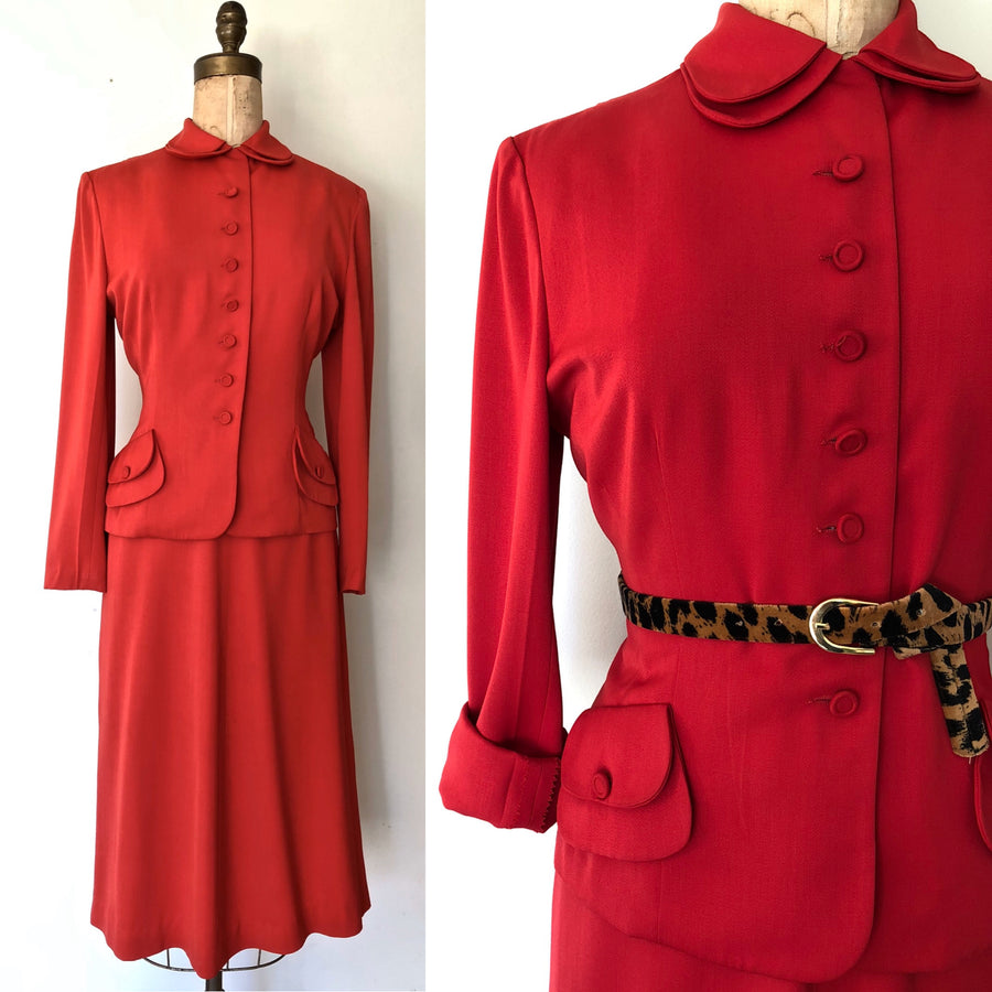 1940's Red Hot Suit - 40's 2 PC Set - Size M