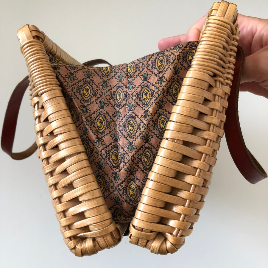 Vintage Wicker & Leather Handbag