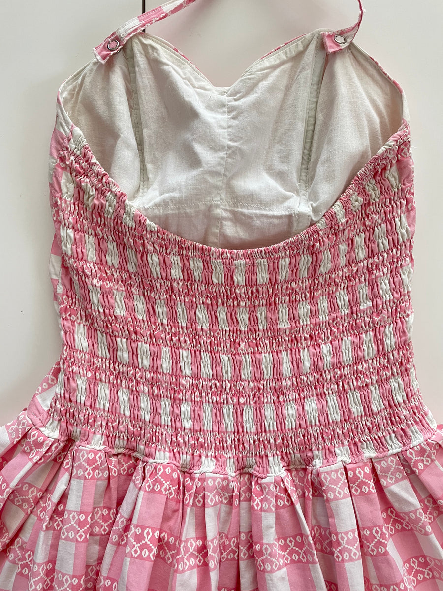 1950's Pink & White Checked Swimsuit - Size M/L