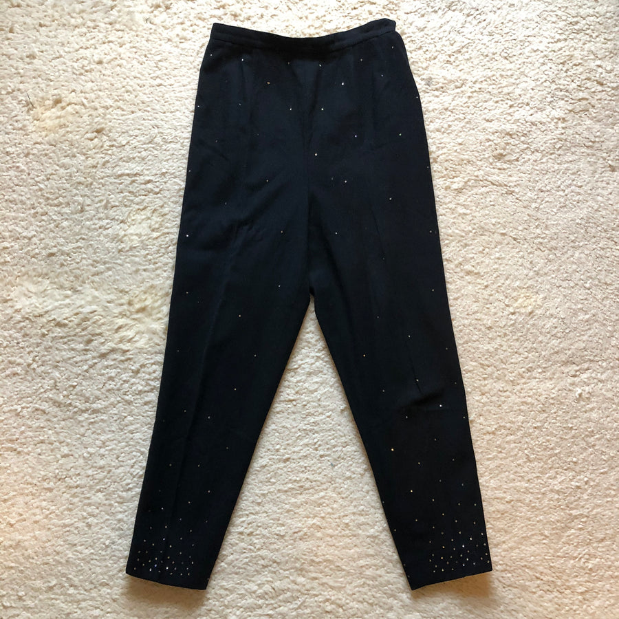 1950's Black Rhinestone Cigarette Pants - Waist 25/26