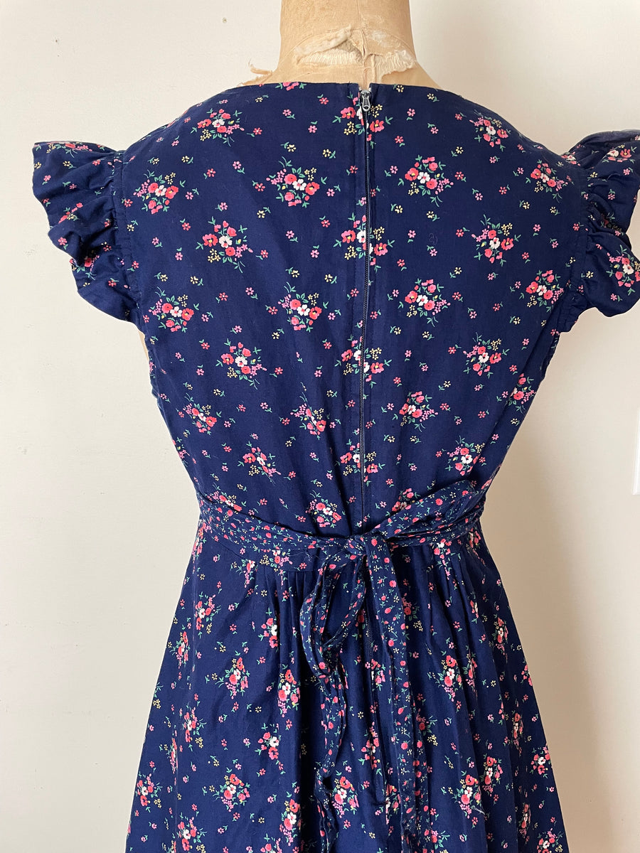 1970's Floral Cotton Dress - Size M