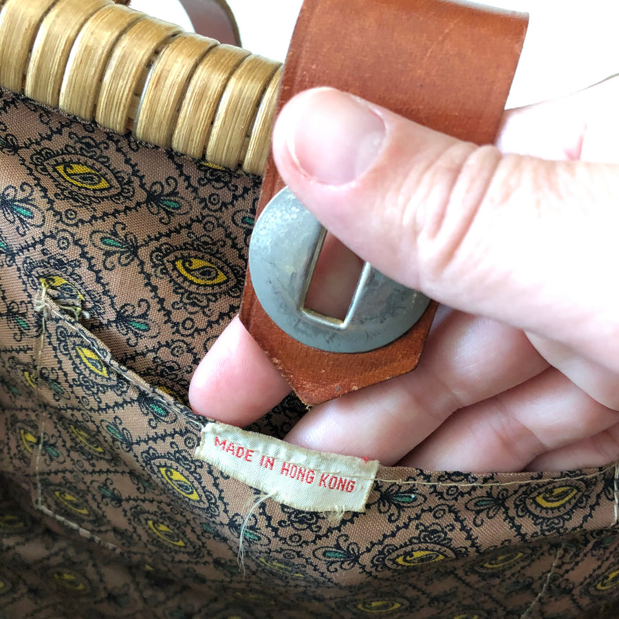 Vintage Wicker & Leather Handbag