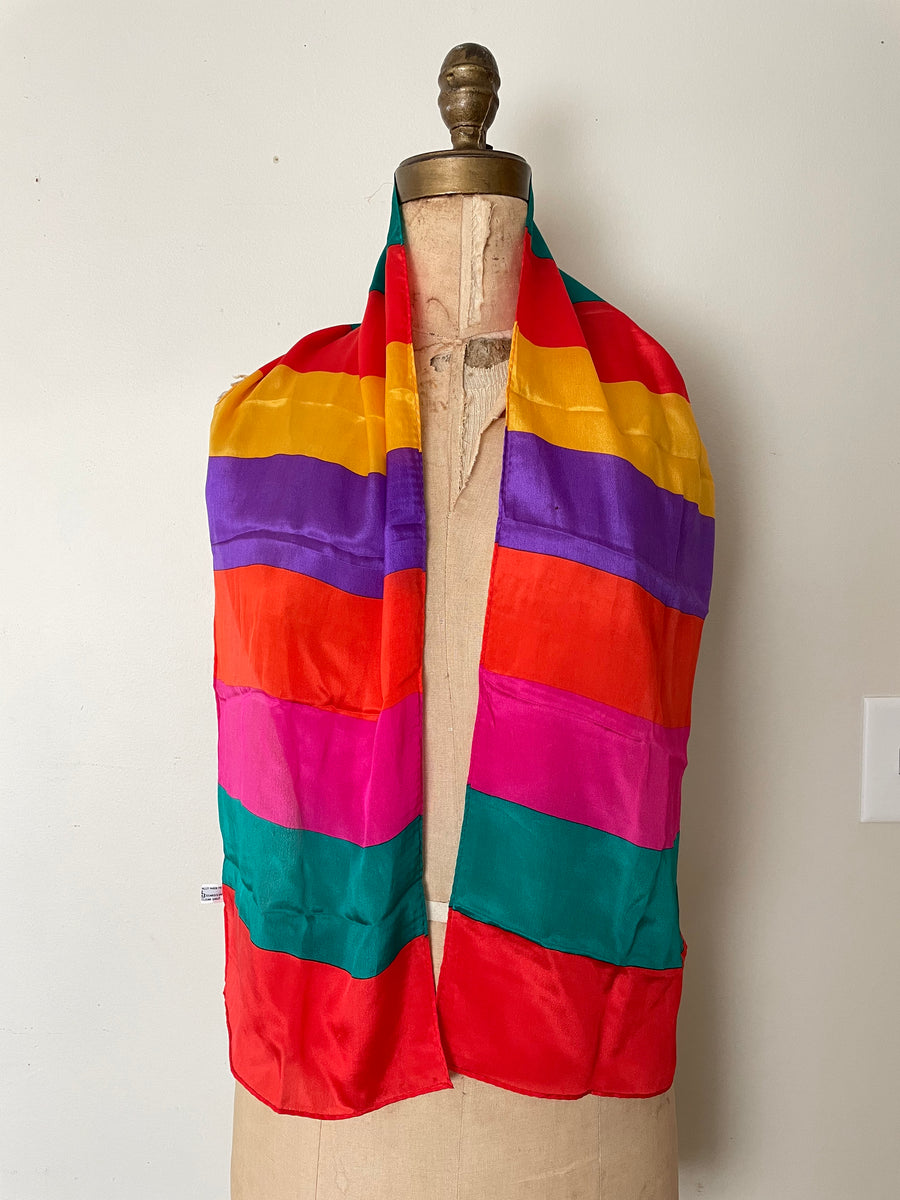 Rainbow Striped Silk Scarf
