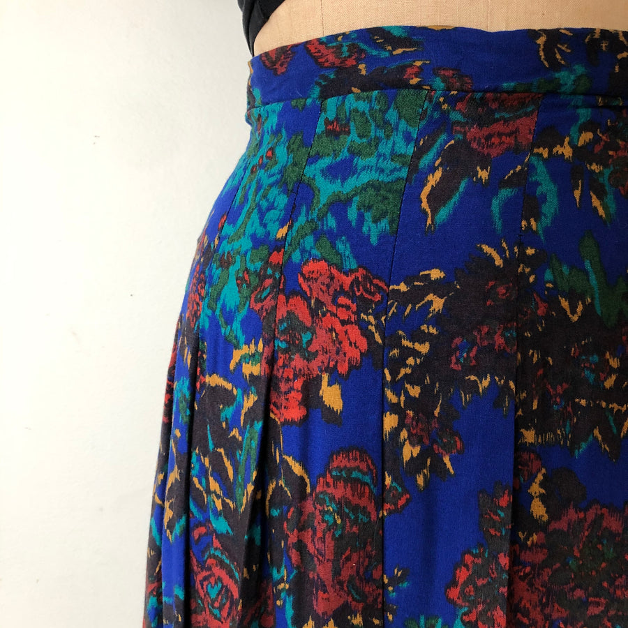 Vintage Blue Floral Skirt  - 26