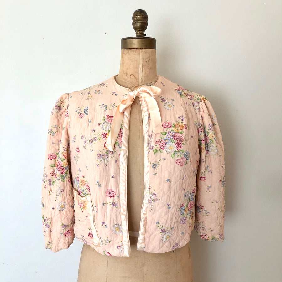 1940's Pink Floral Bed Jacket - Reversible