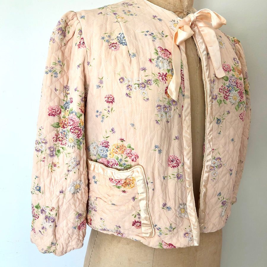 1940's Pink Floral Bed Jacket - Reversible