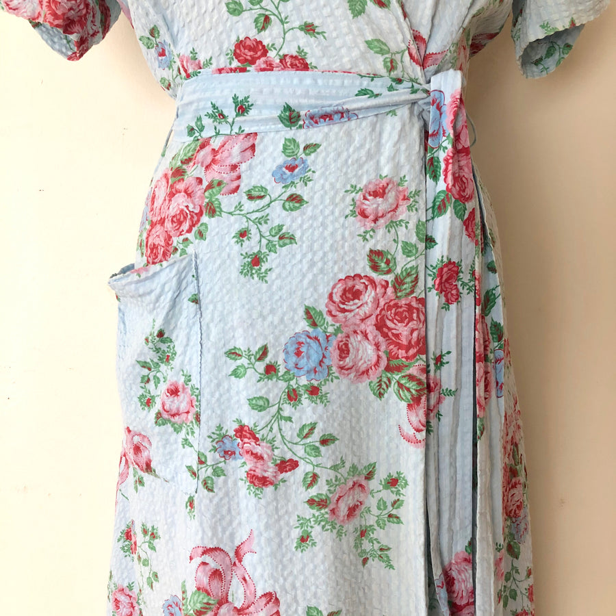 1940's Rose Print Dressing Gown - Size M - AS IS