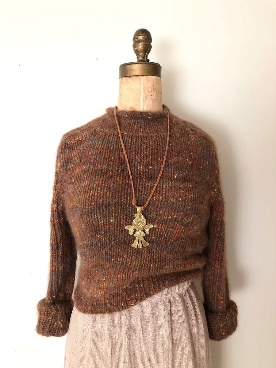 Vintage 80's Speckled Angora Knit Sweater - Size Small