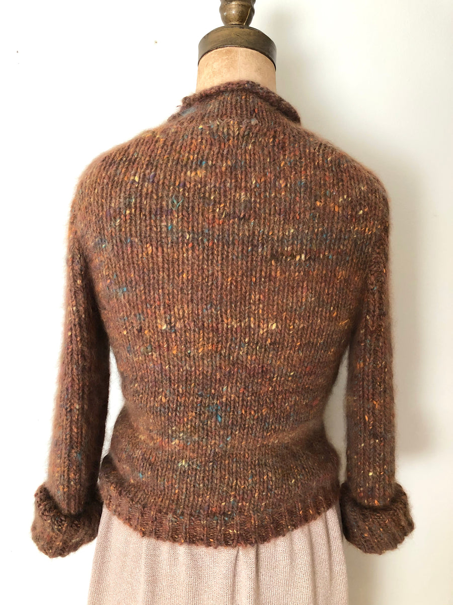 Vintage 80's Speckled Angora Knit Sweater - Size Small