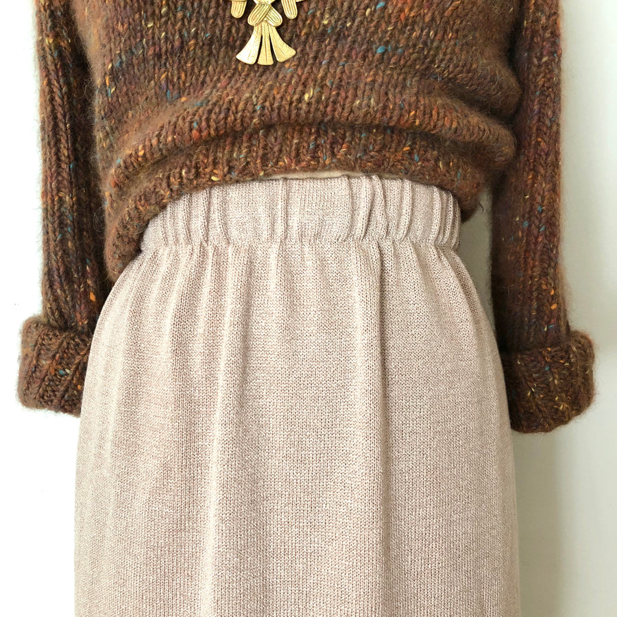 80's Beige Knit Skirt - Size M/L