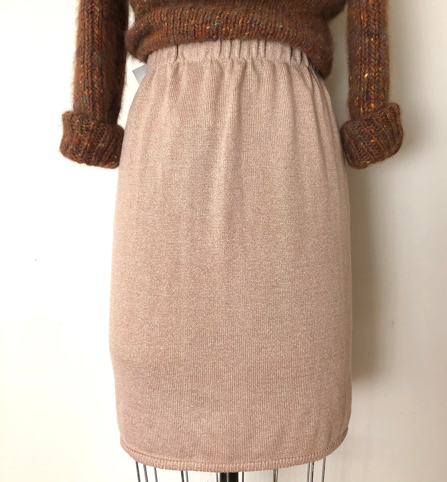 80's Beige Knit Skirt - Size M/L
