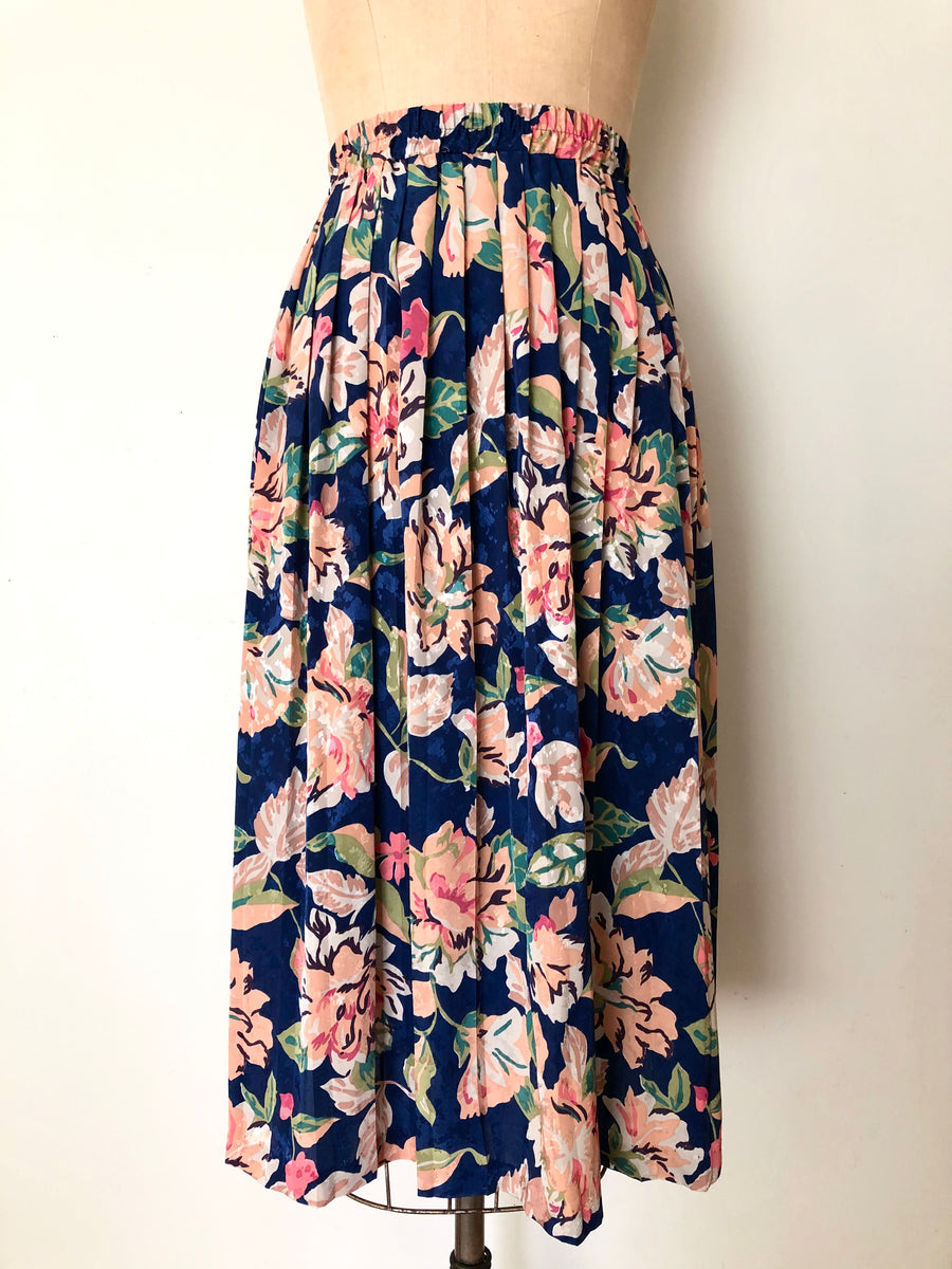 Vintage Floral Midi Skirt - Size M/L