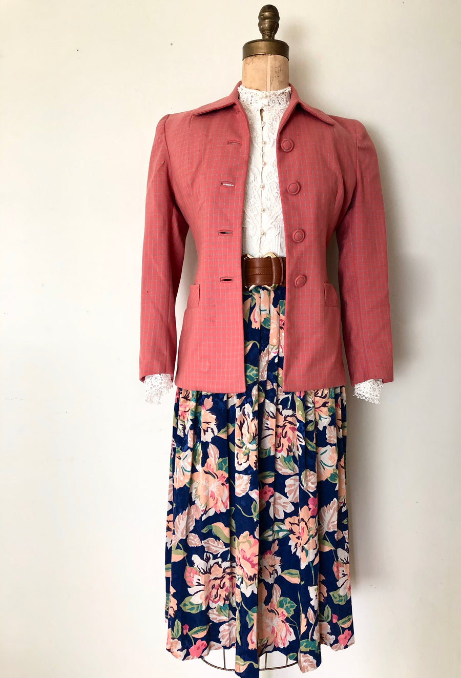 Vintage Floral Midi Skirt - Size M/L