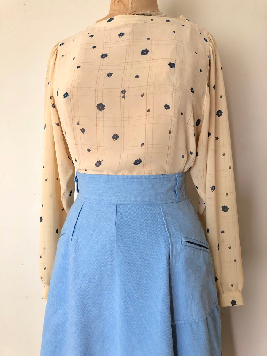 1970's Baby Blue Corduroy Skirt - 27/28