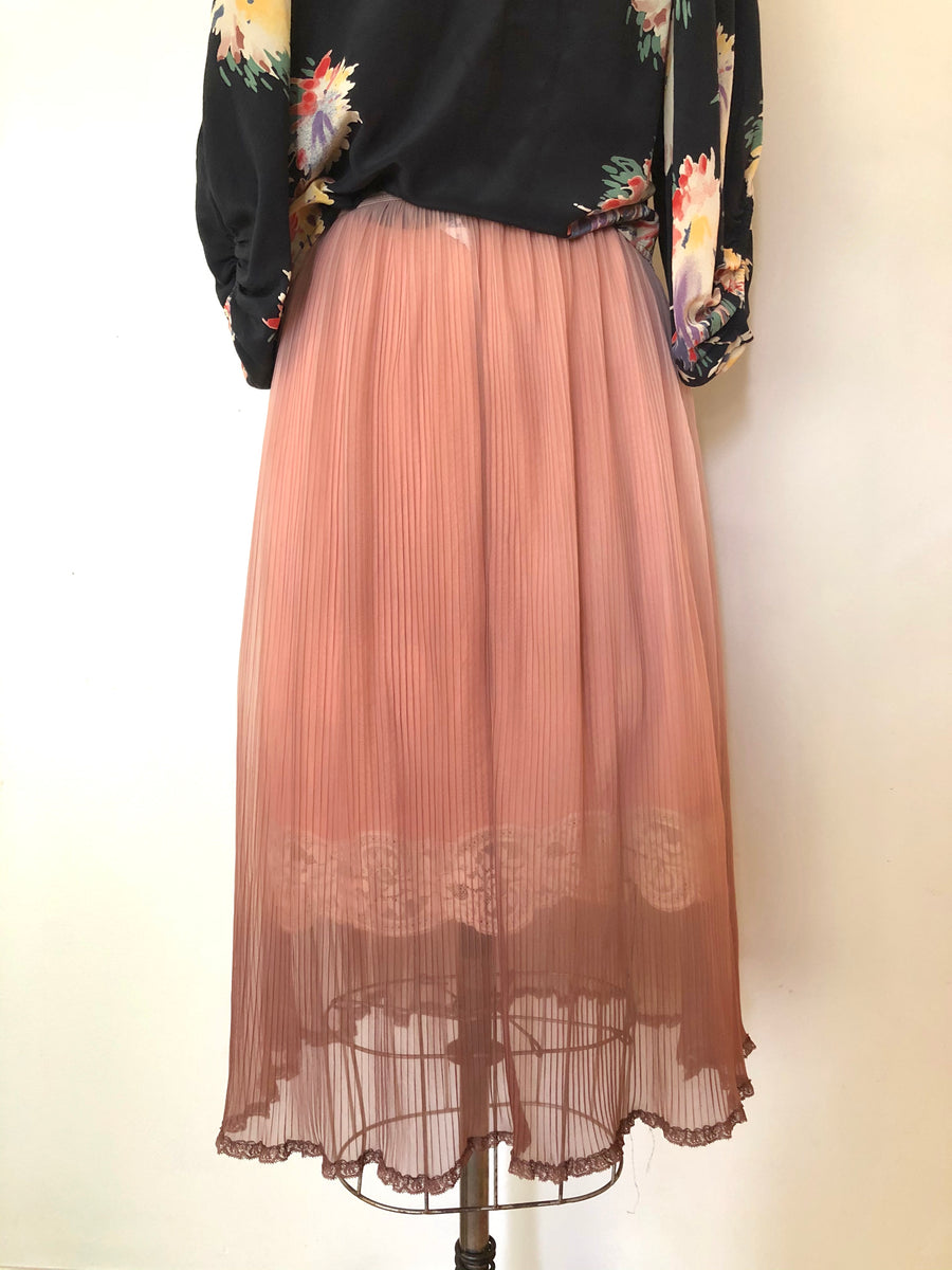 Vintage Sheer Ombre Pleated Slip Skirt - Size M/L
