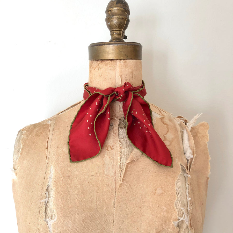 Vintage Red Silk Bandana Scarf