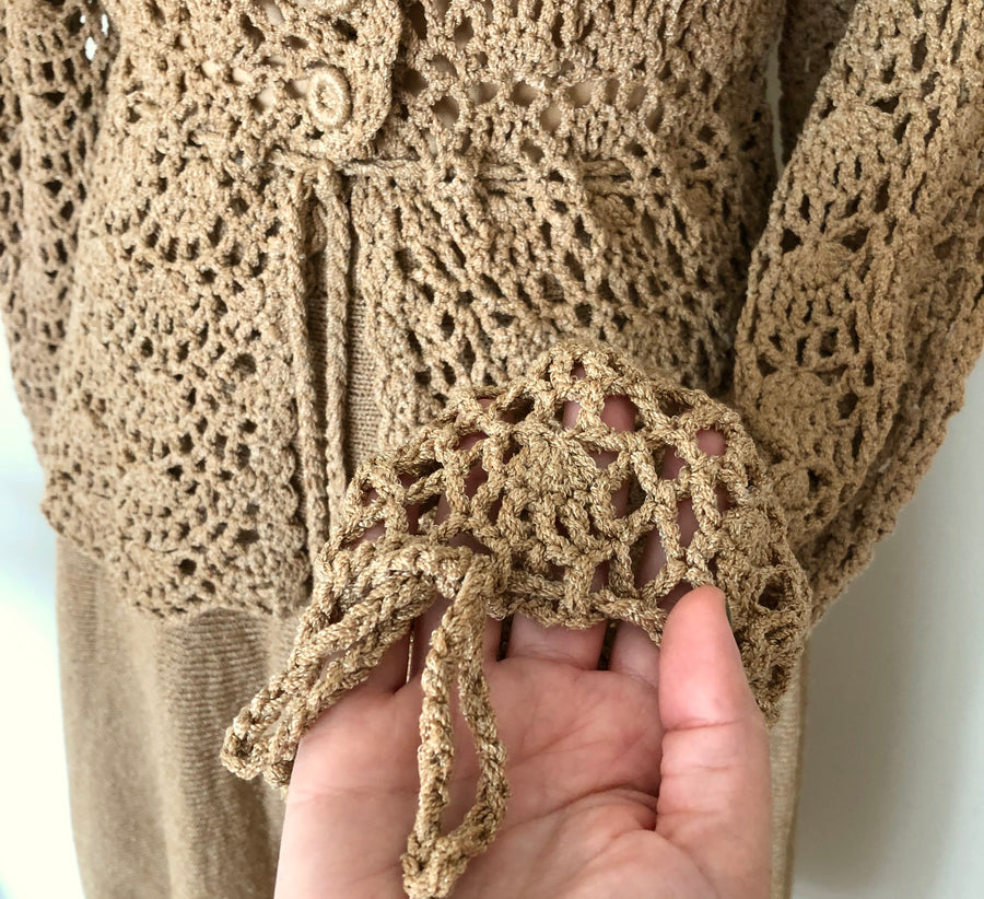 1970's Crochet Sweater & Skirt Set - Size M/L