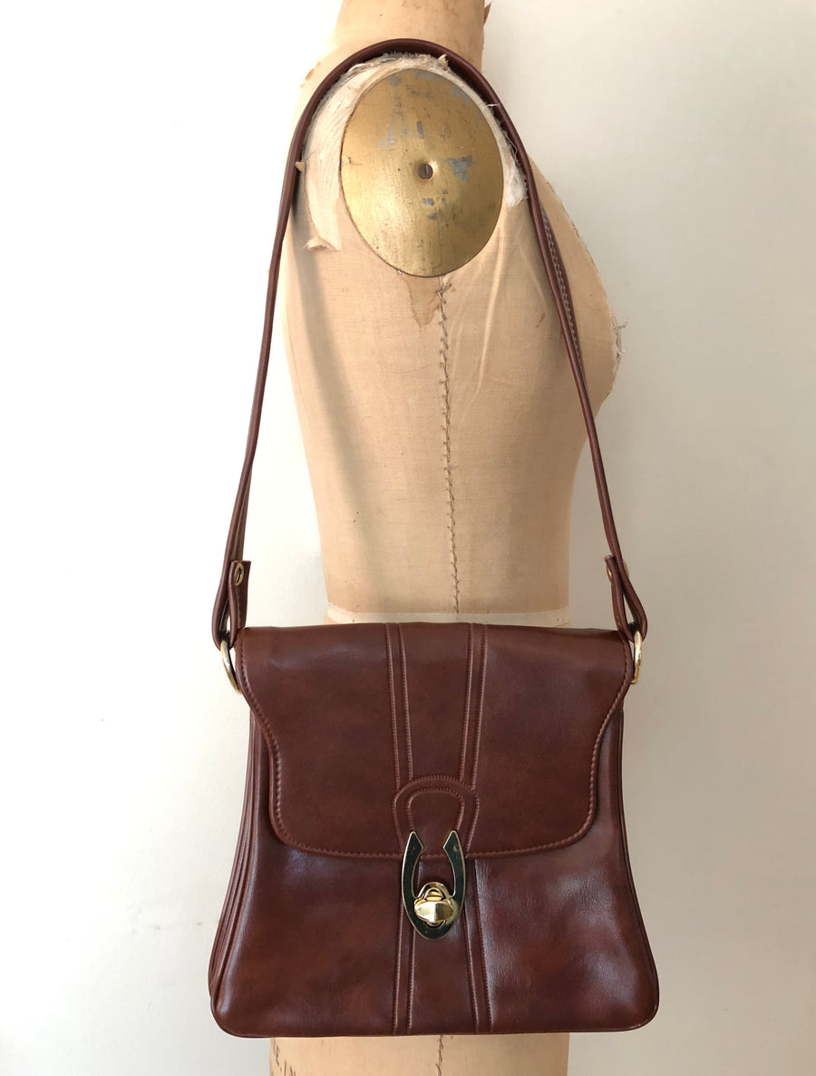 1970's Brown Leather Shoulder Purse