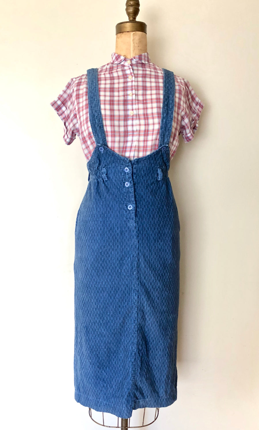 80's Corduroy Pinafore Skirt - Size Small
