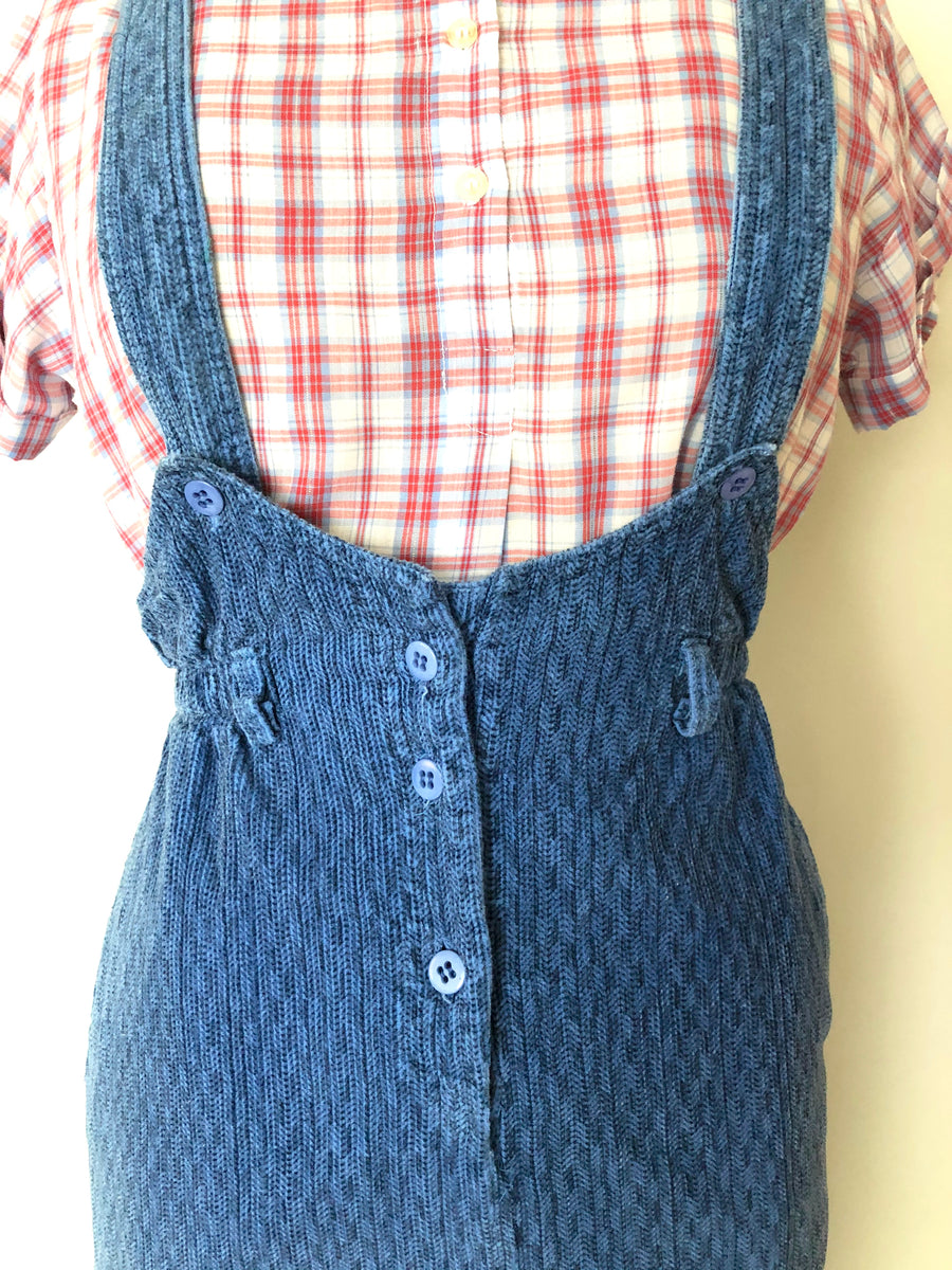 80's Corduroy Pinafore Skirt - Size Small